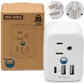 Strip Bower Strip المعتمد من Cruise - Non Surge USB -C و USB Charger Cube ، كتلة شحن 4 شحن مع قابس قابل للطي لـ iPhone و iPad وأجهزة الكمبيوتر المحمولة والمزيد.