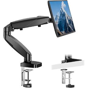 Single Monitor Mount for Ultra Wide 15 to 27 Inch Screen, Fully Adjustable Gas Spring Monitor Arm Desk Stand with Clamp and Grommet Base, Fits 4.4 to 15.4 LBS Vesa 75 100