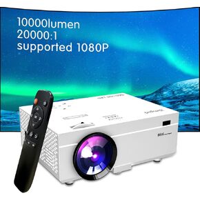 Projector 9500 Lumens Portable Video Projector, 200“ Screen Full HD 1080P Enhanced Mini Movie Projector, Compatible with HDMI USB Smartphone TV Stick PC for Outdoor/Home Projection