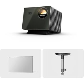 VisionMaster Pro2 Triple Laser Projector with 120" Matte White Screen and Ceiling Mount,15000:1 Contrast, 0.9-1.5x Optical Zoom, 2X Smoother, IMAX, 4K HDR10+, 4ms Lag-Free Gaming, 3000 ISO Lumens