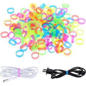 200 Pieces 0.5 Inch Small Elastic Silicone Rubber Bands Black Strong Rubberbands Heavy Round Siliconebands for Wire Cord Cable Wrapping, Bundle, Multicolor