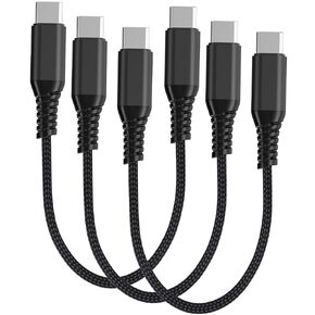 [Apple MFI Certified] Multi-Color Short iPhone 16 Charger Charger Fast Charging Carplay Cable ، 3Pack 8inch USB-A إلى Type-C 60W Fast Charging Nylon Wraded Cord for iPhone 16 15 AirPods PowerBank