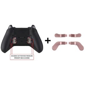 eXtremeRate Enhancement Metal Pad Kits + Metallic Rose Gold Stainless Steel Paddles for Xbox Elite Series 2, Elite Series 2 Core Controller (Model 1797)