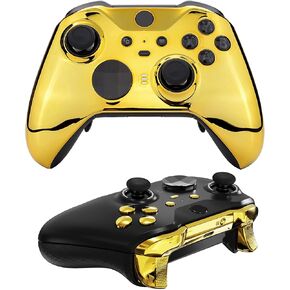 eXtremeRate Custom Shell for Xbox Elite Series 2+Replacement Buttons for Xbox One Elite Series 2 Controller - Chrome Gold