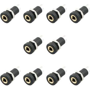 ZYAMY 10PCS 4-Pole Solder Panel Mount Jack Connector 3.5MM Stereo Audio Video Panel Mount Jack Connector with Nut for MP3 MP4 Player Communication Black