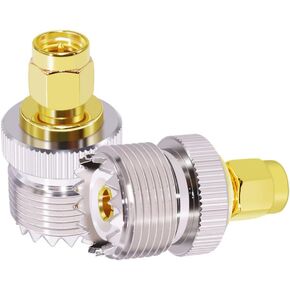 SMA UHF Coaxial Adapter PL259 PL-259 SO239 Female to SMA Male Coax Connector Low Loss for CB Radio/Handheld Ham Radio Antenna/Walkie Talkie/Amateur Radio 2PCS