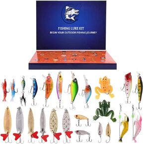 Fishing Lures Kit for Freshwater and Saltwater, Ideal Gifts of Fishing Gear Set for Fishing Lovers Both Kids & Adults