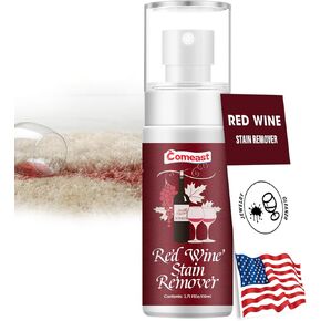 Red Wine Stain Remover Spray, Removes Wine Spots, Fabric Upholstery, Carpet Cleaner Spray Solution, Quick Effective Wine Out Red Wine Stain Remover, for Clothing,Tablecloths,Carpets 3.7Fl Oz