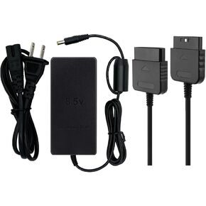 Compatible for AC Power Supply Power Adapter with Controller Extension Cable for PlayStation 2 PS2 Slim 70000 Console