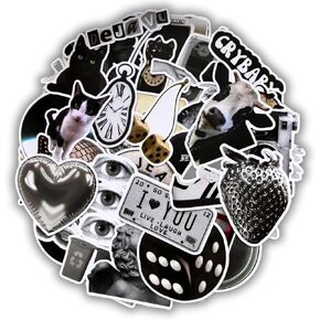 Pinterest Black and White Y2K Stickers for Kindle/iPad,Downtown Girl Aesthetic Grunge Trendy Pack,Emo Cool Laptop Phone Case Junk Bullet Journal Scrapbook Embellishments Scrap Book