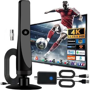 Amplified HD Digital TV Antenna Indoor 1-200 Miles Range 4K 8K 1080p Reception for Smart TVs and Older TVs with Signal Booster High Performance Coax Cable