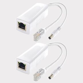 Gigabit PoE Splitter 12V DC 5.5x2.1mm, 48V to DC 12V/2A Output, 1000Mbps, IEEE802.3af/at, PoE Adapter Active for IP Camera, AP and Other DC Power Supply Devices, 2 Pack (12V 2A DC Plug 5.5x2.1mm DC)