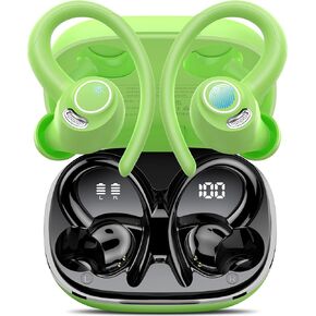 Wireless Earbuds Bluetooth 5.3 Headphones Sport, 2025 Wireless Earphones with Earhooks, HiFi Stereo Deep Bass with ENC Mic, 40H Dual LED Display, IPX7 Waterproof Ear Bud for Small Ear Running/Workout
