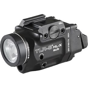 Streamlight 69466 TLR-8 HL-X sub USB 1000-Lumen Weapon Rail-Mounted Rechargeable Tactical Flashlight with Integrated Red Aiming Laser for Glock 43X/48 MOS and 43X/48 Rail Only, Black