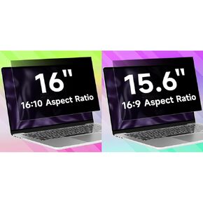 Laptop Privacy Screen Filter for 15.6 Inch 1920x1080 Aspect Ratio Laptop & 16 Inch 1920x1200 Resolution, Anti Blue Light Glare & Anti Scratch Computer Privacy Shield