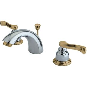 Kingston Brass KB8952FL Royale Mini Widespread Bathroom Faucet with Brass Pop-Up Drain, Polished Brass