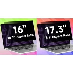 Laptop Privacy Screen Filter for 16 Inch 1920x1200 Resolution & 17.3 Inch 1920x1080 Resolution, Anti Blue Light Glare & Anti Scratch Computer Privacy Shield