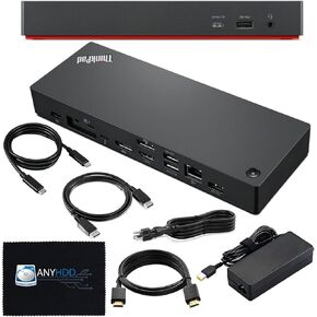 40B00135US Docking Station Thunderbolt 4 Dock - Universal Laptop Docking Stations with 135W Power Adapter + HDMI Cable + DisplayPort Cable + Thunderbolt Cable + Microfiber Cloth - Renewed