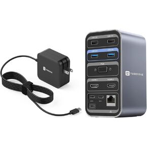 13-in-2 USB C Docking Station Dual Monitor with 100W Laptop Charger