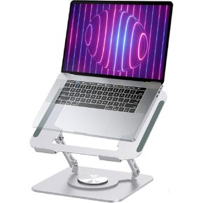 Laptop Stand for Desk Grey with 360 Rotating Base Compatible with MacBook Pro/Air Notebook up to 16 Inches Computer Stand for Laptop Ergonimic Foldable Riser for Desk
