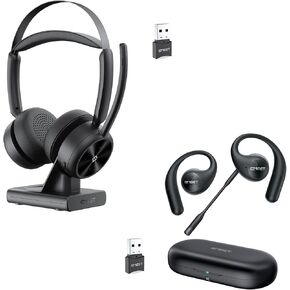 EMEET Wireless Headset, HS80 (Gen2) Bluetooth Headset with Noise Canceling Microphone, Airflow Open Ear Headphones, Bluetooth 5.3 Wireless Headsets with Detachable Microphone