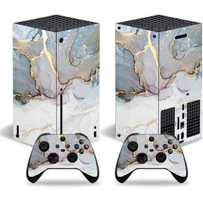 Skin Sticker for Xbox Series X, Video Game Protective Vinyl Decal Wrap Cover Compatible with Console and Controller (Silver)