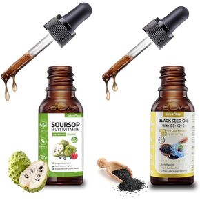 Soursop Liquid Drops & Black Seed Bitters Liquid Drops Package, Organic Herbal Blend, Pure Nourishment, Balancing Body and Mind Naturally