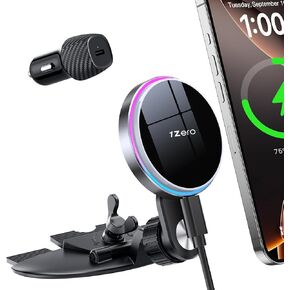 1Zero for MagSafe CD Car Mount Charger, Ultra Magnetic Phone Holder for CD Slot Charging, Fast Wireless Car Charger Mount Fit for iPhone 16 15 14 13 12 Pro Max Plus Mini, Gifts for Men Women