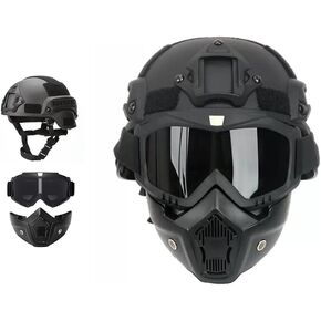Airsoft Helmet and Mask, MICH Airsoft Helmet with Removable Full Face Mask, Suitable for Paintball, CS Games, Role-Playing and Other Outdoor Activities
