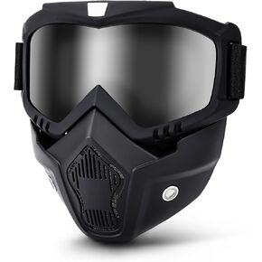 Motorcycle Goggles, Detachable Paintball Mask, Anti Fog Ski Face, Airsoft Mask, Motorcycle Riding Dirt Bike ATV
