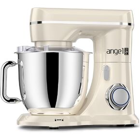 Mini Angel Stand Mixer,10-Speed 5QT Kitchen Electric Mixer,Tilt-Head Food Mixer with Dough Hook, Wire Whisk, Flat Beater, Stainless Steel Bowl (Champagne)