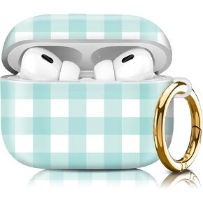 يتوافق مع Airpod Pro 2nd/1st Generation ، حالة صلبة خفيفة الوزن ودائمة مع سلسلة مفاتيح ، غطاء علبة Airpod الأنيق للنساء (لوحة التفتيش الأحمر)