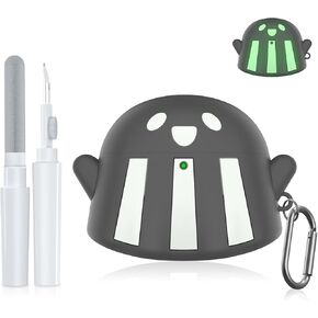 Funny Case for Airpods 4th Generation (2024), 3D Cartoon Full Protective Case for AirPods 4 Case with Keychain & Cleaner Kit, Only Compatible with Apple Airpods 4 Case(Ghost)