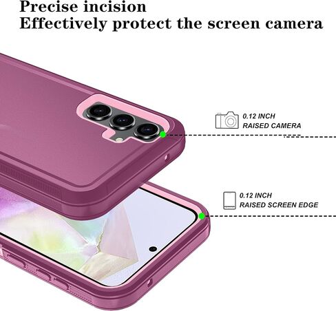 حالة هاتف Qinmay لـ Samsung Galaxy A36 5G مع حامي شاشة HD ، و Cover Cover Cover Cover Hights Huchproof و Dropproof For Galaxy A36 ، WineredPink in Kuwait