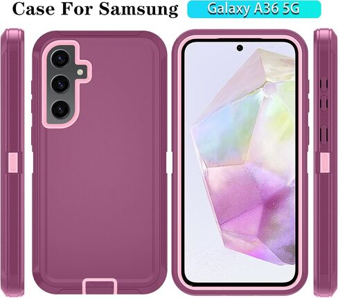 حالة هاتف Qinmay لـ Samsung Galaxy A36 5G مع حامي شاشة HD ، و Cover Cover Cover Cover Hights Huchproof و Dropproof For Galaxy A36 ، WineredPink in Kuwait