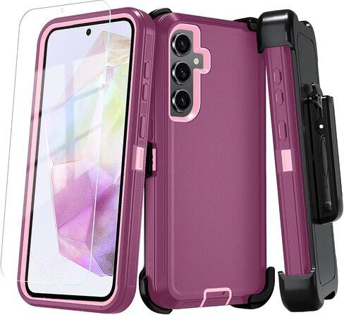 حالة هاتف Qinmay لـ Samsung Galaxy A36 5G مع حامي شاشة HD ، و Cover Cover Cover Cover Hights Huchproof و Dropproof For Galaxy A36 ، WineredPink in Kuwait