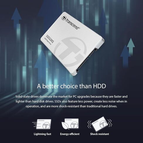 ترانسيند TS1TSSD220Q 1TB ساتا III 6Gb/s SSD220Q، فضي in Kuwait