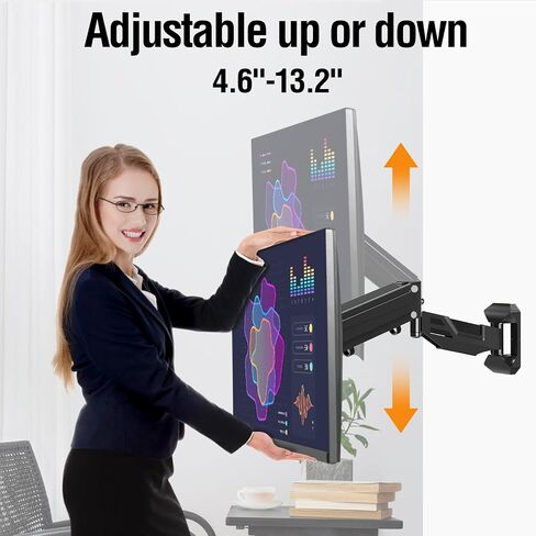 ELIVED Height Adjustable TV Wall Mount for Most 23-55 Inch tv, Spring Arm Full Motion Swivel Tilt Articulating TV Mount Bracket, Max VESA 400x400mm, Support 11-66 lbs, Matte Black. in Kuwait