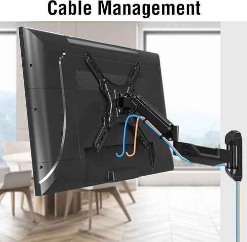 ELIVED Height Adjustable TV Wall Mount for Most 23-55 Inch tv, Spring Arm Full Motion Swivel Tilt Articulating TV Mount Bracket, Max VESA 400x400mm, Support 11-66 lbs, Matte Black. in Kuwait