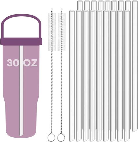 NiHome 18PCS Clear Plastic Straws Fit for Stanley IceFlow Tumbler 20oz, Reusable Replacement Straws for Stanley Ice Flow Cup with 2 Brushes, Durable for Hot/Cold Drinks, Eco-Friendly, BPA-Free in Saudi Arabia