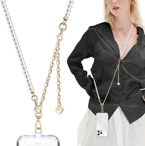 UKON 3-in-1 سلسلة الهاتف المعدنية الحبل: Crossbody ، الرقبة ، حزام معصم لجهاز iPhone مع علامات تبويب حبل واضحة in Kuwait