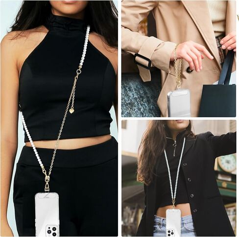 UKON 3-in-1 سلسلة الهاتف المعدنية الحبل: Crossbody ، الرقبة ، حزام معصم لجهاز iPhone مع علامات تبويب حبل واضحة in Kuwait