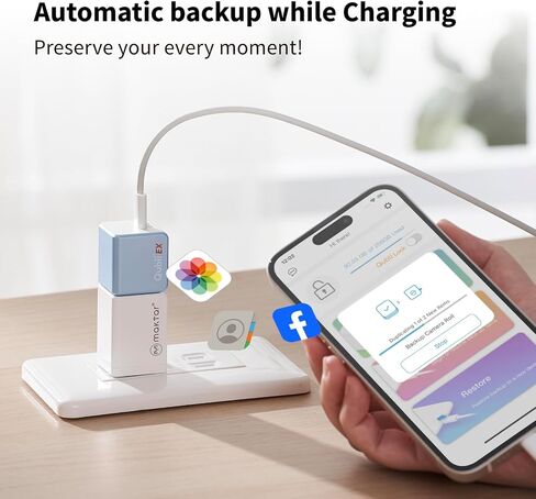 MAKTAR Qubii EX - USB-C Fits iPad Flash Drive for Android Smartphone iPhone Backup Flash Drive iPhone Photo Backup Storage Device with File Organizer App - White with 512GB in Kuwait