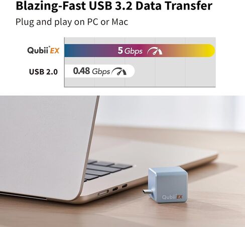 MAKTAR Qubii EX - USB-C Fits iPad Flash Drive for Android Smartphone iPhone Backup Flash Drive iPhone Photo Backup Storage Device with File Organizer App - White with 512GB in Kuwait