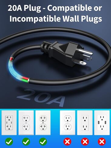 20Amp Heavy Duty Power Strip Surge Protector, ETL Listed, T-Slot 20A Outlet((Vertical Plug)，6.5 FT 12 Gauge Extension Cord with 24 AC Outlets(2500W) 6 USB Ports (2 USB C) for Industrial Garage in Saudi Arabia