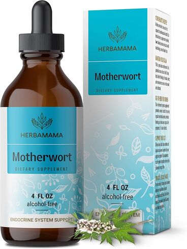 HERBAMAMA Motherwort Tincture - Calming Drops for Women's Wellness - Motherwort Herb Extract Vegan Women's Supplements - Alcohol & Sugar-Free, 56-Day Supply in Kuwait