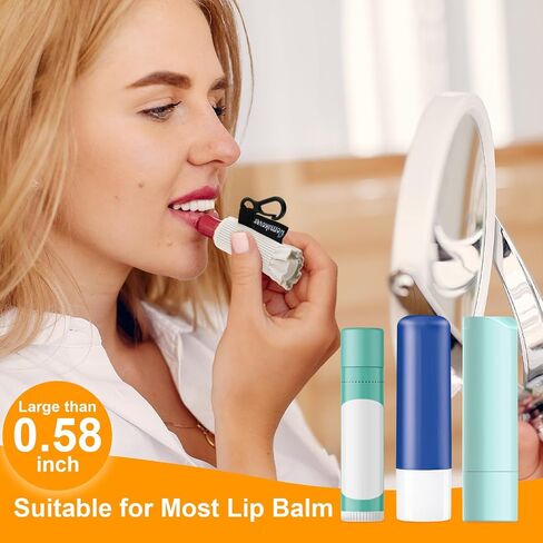 5 Pack Compact Clip-On Lip Balm Holder Keychain, Tight-Knit Elastic Chapstick Holder Sleeve, Minimalist Design Lip Gloss Lipstick Stretchable Key Chain Holder in Saudi Arabia