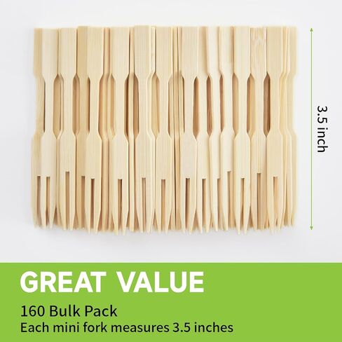 Ohumirt 320 PCS Bamboo Appetizer Forks, 3.5 Inches Disposable Mini Forks Cocktail Forks Party Toothpicks for Appetizer, Charcuterie, Fruit in Saudi Arabia