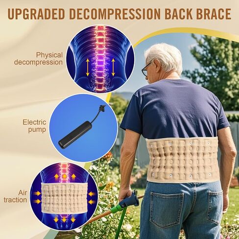 HONGJING Decompression Back Belt with Electric Pump for Lower Back Pain Relief, Inflatable Back Brace Lumbar Support for Men Women, One Size Fits 29-49 Waist in Saudi Arabia
