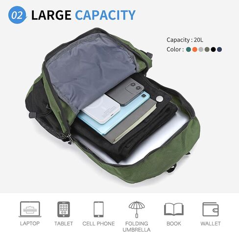 المشي لمسافات طويلة Daypack قابلة للتعبئة ، والتخييم على ظهر حقيبة الظهر مقاومة للمياه بوليستر خفيفة الوزن للرجال النساء يسافرون في الهواء الطلق in Kuwait